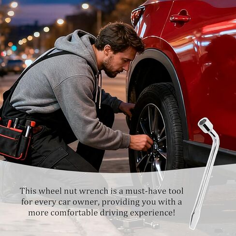 Car Spare Tire Wrench, 21mm L-Type Steel Hexagon Slotted End Socket Tire Repair Tool, Heavy Duty Automotive Tyre Lug Wrench for Spare Wheel Replacement, Universal for Most Vehicles in Saudi Arabia