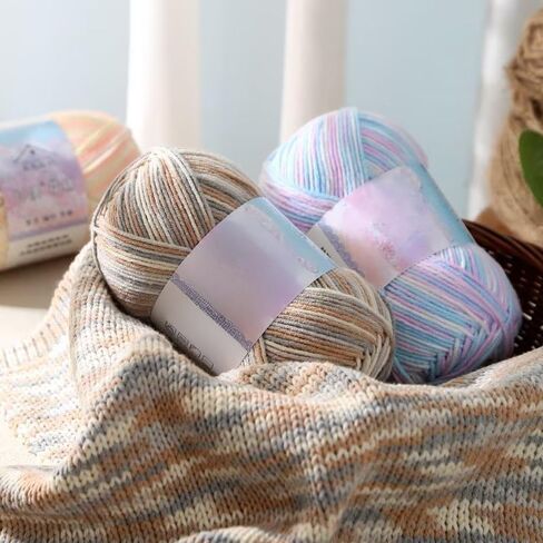 Combed Cotton Yarn - Ultra Soft 4-Ply Skeins, Gradient Color, for Clothes & Knitting (Orange) in Saudi Arabia