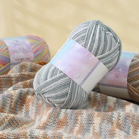 Combed Cotton Yarn - Ultra Soft 4-Ply Skeins, Gradient Color, for Clothes & Knitting (Orange) in Saudi Arabia