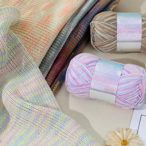 Combed Cotton Yarn - Ultra Soft 4-Ply Skeins, Gradient Color, for Clothes & Knitting (Orange) in Saudi Arabia