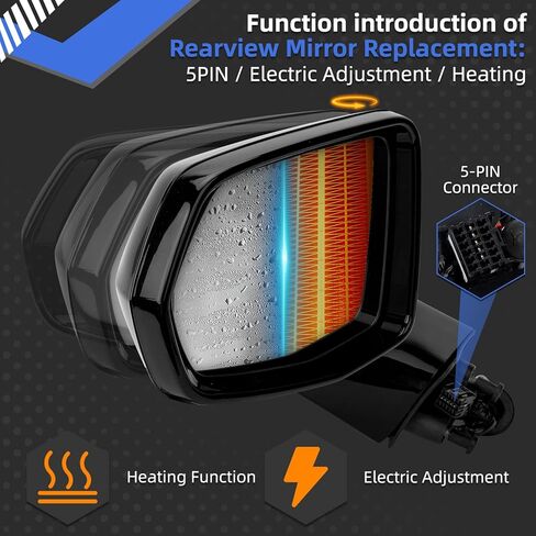 Left Driver Side Rear View Mirror Replacement for Chevrolet Chevy Blazer 2019 2020 2021 2022 - Rearview Mirrors Assembly with 5Pins, Electric Adjustment, Heating, Black in Saudi Arabia