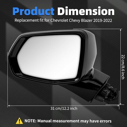 Left Driver Side Rear View Mirror Replacement for Chevrolet Chevy Blazer 2019 2020 2021 2022 - Rearview Mirrors Assembly with 5Pins, Electric Adjustment, Heating, Black in Saudi Arabia