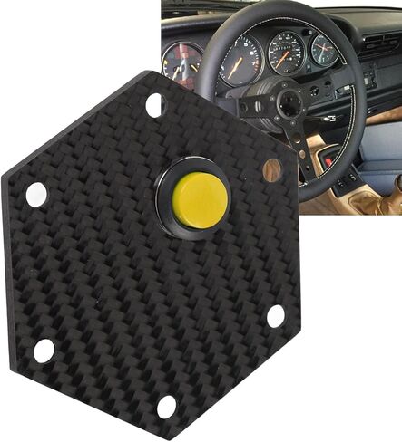 غطاء قرن عجلة القيادة ذو 6 فتحات، غطاء مركز عجلة القيادة من ألياف الكربون الألومنيوم زر 6 فتحات لعجلات القيادة ذات 6 مسامير (أصفر) in Kuwait