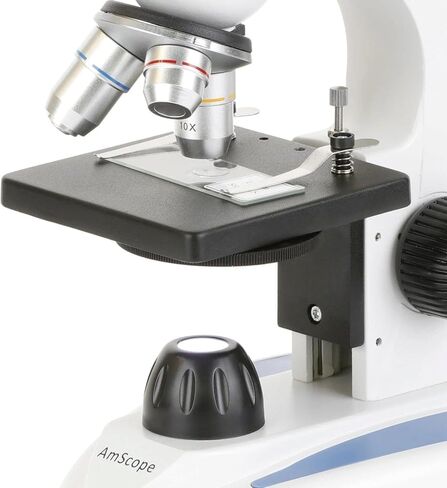 AmScope M149C-2L-E مجهر أحادي العين رقمي مركب، عدسات WF10x وWF25x، تكبير 40x-1000x، إضاءة LED العلوية والسفلية، Brightfield، مكثف أحادي العدسة، مرحلة عادية، 110 فولت أو يعمل بالبطارية، إطار معدني عالي التحمل، يتضمن 0.3 م in Kuwait