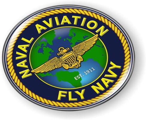 BestLicensePlateFrames - Fly Navy Naval Aviation with Globe and USN Aviator Wings 3D Domed CAR Emblem Badge Sticker Semi-Flexible Aluminum Bezel - Official U.S. Navy Licensed Product in Saudi Arabia