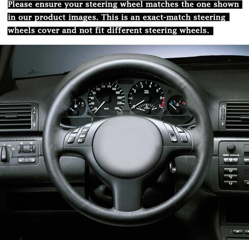 Car Steering Wheel Cover for BMW E46 M-Sport 3 Series 5 E39 530i Sedan M3 E46 330i S54 328Ci 325ci Coupe S54 M5 Cabrio Hand-Sewing DIY Custom Interior Accessories Black in Saudi Arabia