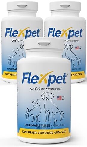 with CM8 Chewable Tablets for Joint Pain Relief in Dogs; Hip & Joint Pain Supplement Containing Cetyl Myristoleate (CM8) & Glucosamine: Single Bottle - 60 Chewable Tablets in Saudi Arabia