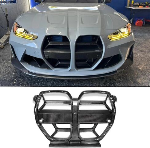 Compatible With BMW G80 M3 G82 G83 M4 2021-2026 Real Carbon Fiber Front Nose Grilles Grill (V-ACC) in Saudi Arabia