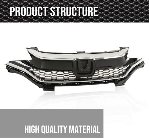 Front Bumper Upper Chrome Honeycomb Grille Compatible With 2018 2019 2020 Honda Fit,71121-T5R-A50, 71122-T5R-A50, 71123-T5R-A50 in Saudi Arabia