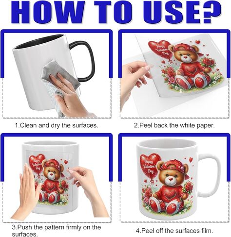 24 PCS UV DTF Cup Wrap,Valentine's Day Teddy Bear UV DTF Transfer Waterproof Stickers for Glass Cups Furniture Craft DIY Crafts in Saudi Arabia