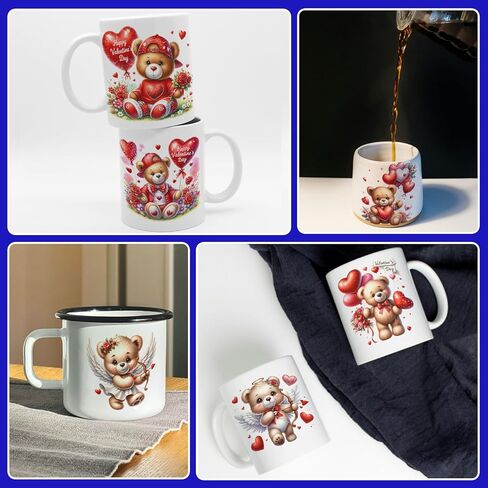 24 PCS UV DTF Cup Wrap,Valentine's Day Teddy Bear UV DTF Transfer Waterproof Stickers for Glass Cups Furniture Craft DIY Crafts in Saudi Arabia