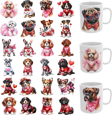 24 PCS UV DTF Cup Wrap,Valentine's Day Teddy Bear UV DTF Transfer Waterproof Stickers for Glass Cups Furniture Craft DIY Crafts in Saudi Arabia