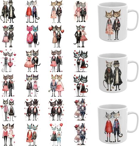 24 PCS UV DTF Cup Wrap,Valentine's Day Teddy Bear UV DTF Transfer Waterproof Stickers for Glass Cups Furniture Craft DIY Crafts in Saudi Arabia