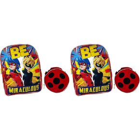 United Pacific Designs OUBL: حقيبة ظهر Miraculous Ladybug مقاس 16 بوصة مع حقيبة غداء مستديرة، حمراء، كبيرة in Kuwait