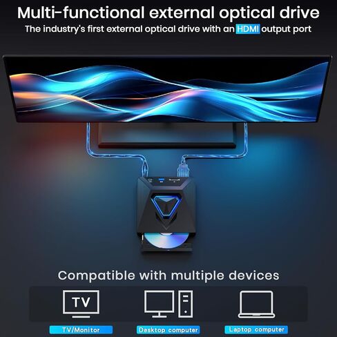 محرك أقراص DVD خارجي aelrsoch، USB 3.0 محمول CD/DVD +/-RW محرك أقراص/مشغل DVD لأجهزة الكمبيوتر المحمول CD ROM ناسخ متوافق in Saudi Arabia