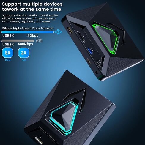 محرك أقراص DVD خارجي aelrsoch، USB 3.0 محمول CD/DVD +/-RW محرك أقراص/مشغل DVD لأجهزة الكمبيوتر المحمول CD ROM ناسخ متوافق in Saudi Arabia