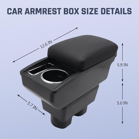 YJYWZH Armrest for Nissan Versa Accessories 2012-2019 Arm Rest Box for Car Center Console Organizer Double Layer Storage Space with 3 USB Charging Ports, Black in Saudi Arabia