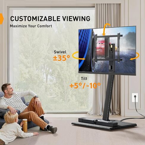 Perlegear Mobile TV Stand with Power Outlet, Tilt & Swivel Rolling TV Cart for 32 to 65 70 75 inch TVs up to 110 lbs, Height Adjustable Rolling TV Stand with Wheels, Max VESA 600x400mm, PGTVMC17 in Kuwait
