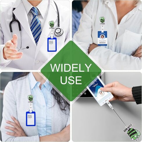بكرة شارة زومبي خضراء، حامل شارة لطيف للهالوين - فن قوطي يمكن تجميعه لمحبي الرعب البالغين، حامل بطاقة هوية قابل للسحب مع مشبك معدني in Kuwait