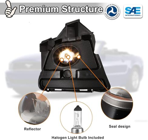 Nixon Offroad Fog Light Set for 2013 2014 Ford Mustang w/Halogen Bulbs + Wiring Harness Kit + Universal Switch + Black Bezel Cover, Fog Light Assembly, Fog Lamp Combo Replacement Clear Lens in Saudi Arabia