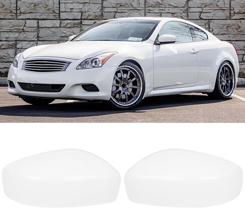 Moonlinks متوافقة مع Infiniti G37 2008-2013/G25 2011-2012/Q40 2015/Q60 2014-2015 استبدال غطاء المرآة، أسود لامع للسائق الأيسر والراكب الأيمن غطاء مرآة بدون إشارة الانعطاف in Saudi Arabia