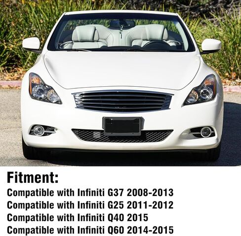 Moonlinks متوافقة مع Infiniti G37 2008-2013/G25 2011-2012/Q40 2015/Q60 2014-2015 استبدال غطاء المرآة، أسود لامع للسائق الأيسر والراكب الأيمن غطاء مرآة بدون إشارة الانعطاف in Saudi Arabia