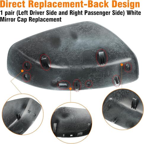 Moonlinks متوافقة مع Infiniti G37 2008-2013/G25 2011-2012/Q40 2015/Q60 2014-2015 استبدال غطاء المرآة، أسود لامع للسائق الأيسر والراكب الأيمن غطاء مرآة بدون إشارة الانعطاف in Saudi Arabia