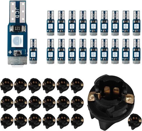 20 قطعة T5 T10 LED لمبات داش مع مقبس أداة مجموعة ضوء LED لمبة بديلة لوحة قياس لوحة القيادة، 3030 رقاقة فائقة السطوع 12 فولت استبدال PC74 PC37 PC118 in Kuwait