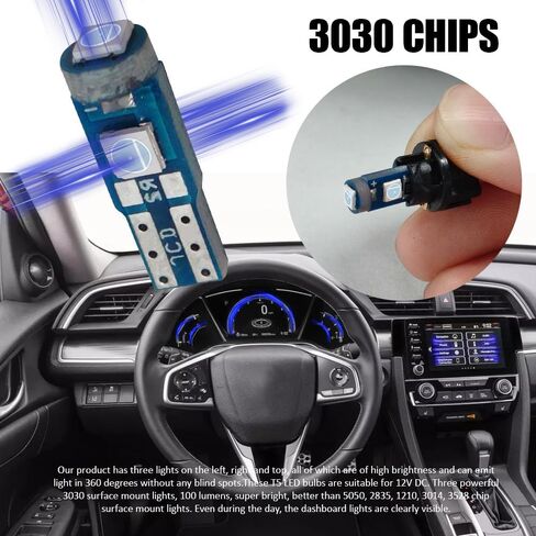 20 قطعة T5 T10 LED لمبات داش مع مقبس أداة مجموعة ضوء LED لمبة بديلة لوحة قياس لوحة القيادة، 3030 رقاقة فائقة السطوع 12 فولت استبدال PC74 PC37 PC118 in Kuwait