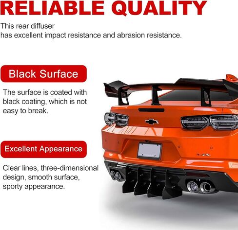 Camaro Rear Diffuser Compatible with 2016-2024 Chevrolet Camaro LS LT1 LT SS (Except ZL1 Model) Coupe & Convertible 2 Door Lip Valance Splitter Glossy in Saudi Arabia