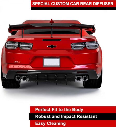 Camaro Rear Diffuser Compatible with 2016-2024 Chevrolet Camaro LS LT1 LT SS (Except ZL1 Model) Coupe & Convertible 2 Door Lip Valance Splitter Glossy in Saudi Arabia