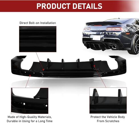 Camaro Rear Diffuser Compatible with 2016-2024 Chevrolet Camaro LS LT1 LT SS (Except ZL1 Model) Coupe & Convertible 2 Door Lip Valance Splitter Glossy in Saudi Arabia