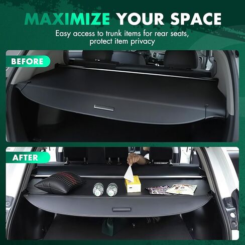 غطاء البضائع SCITOO 2018-2024 مناسب لملحقات Nissan Kicks غطاء أمتعة خلفي قابل للسحب مع نسيج من ألياف الكربون، وحماية Privac، ودرع أمان منظم in Saudi Arabia