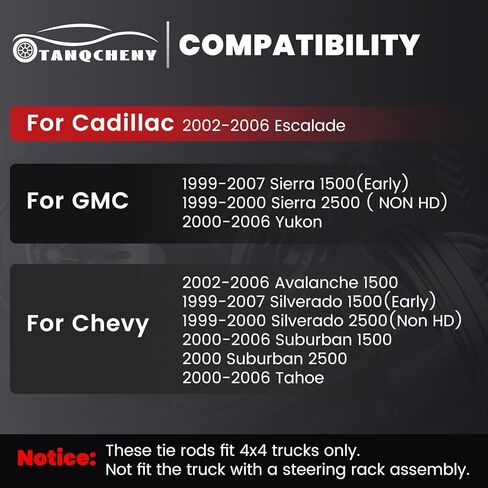 2K780102 Heavy Duty Tie Rod Fits for Chevy Silverado 1500 2500 0-6" Adjustable Tie Rod Kits for GMC Sierra 1500 2500 1999-2007 2PCS Front Lower Tie Rod Links for Cadillac Escalade 2002-2006 in Kuwait