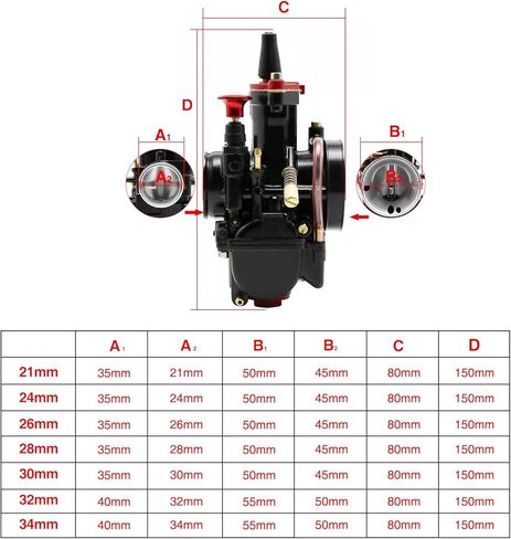 PWK Carburetor 21 24 26 28 30 32 34mm Racing Carb Kits with Air Filter Intake Manifold Boots Universal 2T 4T Engine Dirt Bike Motocross Motorcycle Scooter ATV Quad (24mm) in Saudi Arabia