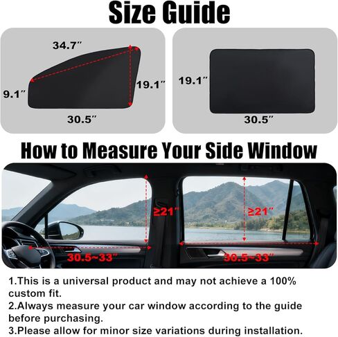 ظلال نافذة السيارة XCBYT، 4 قطع ستائر خصوصية للسيارة، أغطية نوافذ السيارة المضيئة بنسبة 100%، ظل شمسي للنافذة الجانبية المغناطيسية يحافظ على برودة الرضاعة الطبيعية، وأخذ القيلولة، وتغيير الملابس، والتخييم in Kuwait