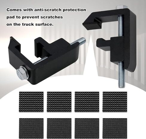 مشبك تثبيت لنظام المسار المساعد من RYANSTAR متوافق مع غطاء شاحنة Toyota Tacoma/Tundra/Camper Shell، مجموعة من 4 - أسود. in Kuwait