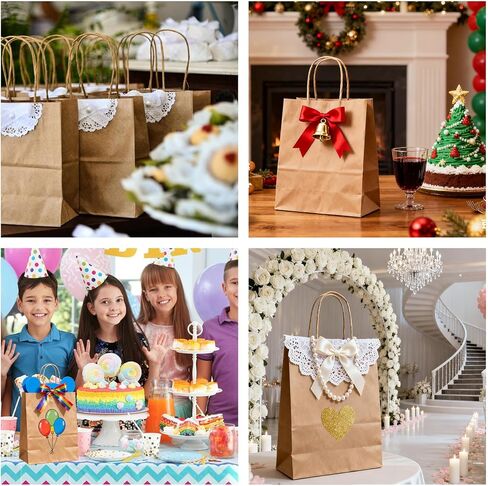 MIEVU 150Pack Small Gift Bags with Handles, 5.9x3.1x8.2 Inch Brown Paper Bags (130g More Sturdy Material) – Bulk Christmas Gift Bag, Party Favor Bags, Recyclable Craft Bags for Gifts,Brown in Saudi Arabia