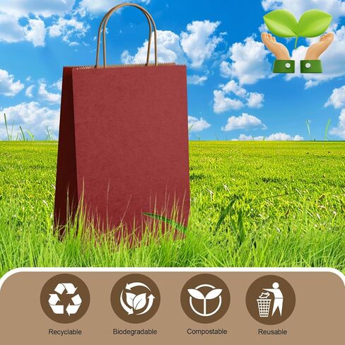 MIEVU 150Pack Small Gift Bags with Handles, 5.9x3.1x8.2 Inch Brown Paper Bags (130g More Sturdy Material) – Bulk Christmas Gift Bag, Party Favor Bags, Recyclable Craft Bags for Gifts,Brown in Saudi Arabia