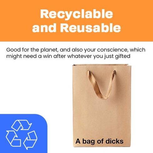 حقيبة هدايا MilkToast التجارية المضحكة، مقاس 27.94 سم × 20.32 سم × 10.16 سم، ضع يدك بداخلي، حقيبة كلمات من ورق الكرافت البني قابلة لإعادة الاستخدام لهدايا عيد الميلاد للبالغين وتبادل الفيل الأبيض in Kuwait