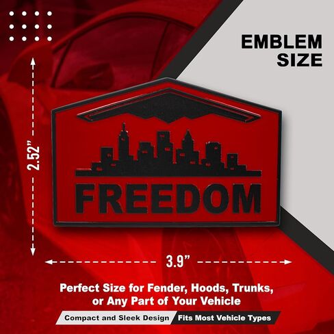 Freedom Emblem, Custom Metal Alloy B-2 Stealth Badge, Exterior Automotive Accessories, Universal Fit for Car, Truck, SUV (Red) in Saudi Arabia