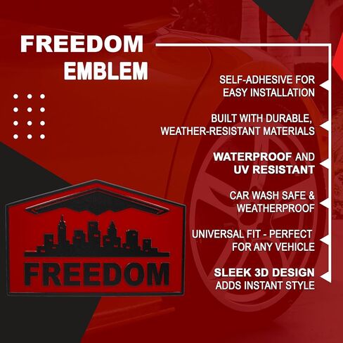 Freedom Emblem, Custom Metal Alloy B-2 Stealth Badge, Exterior Automotive Accessories, Universal Fit for Car, Truck, SUV (Red) in Saudi Arabia