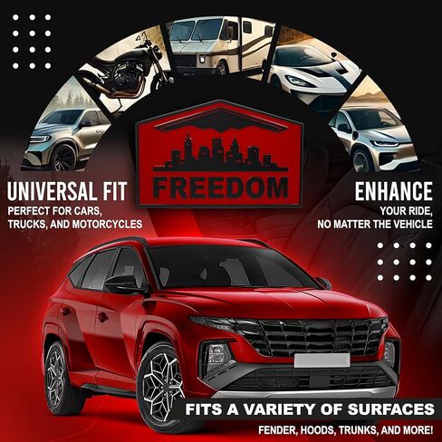 Freedom Emblem, Custom Metal Alloy B-2 Stealth Badge, Exterior Automotive Accessories, Universal Fit for Car, Truck, SUV (Red) in Saudi Arabia