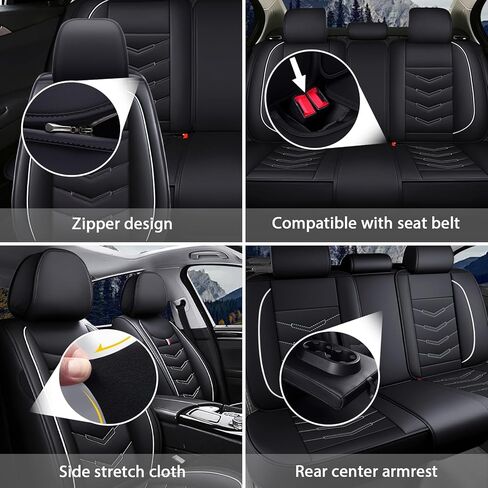أغطية مقاعد السيارة بمقعدين لسيارة Acura MDX 2001-2026، غطاء مقعد جلدي مقاوم للماء وغير قابل للانزلاق (مقعدان قياسيان، أسود) in Saudi Arabia