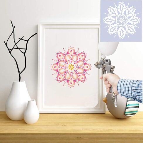 KYMY Mandala Drawing Stencils, 16 PCS Rangoli Painting Templates for India Diwali Deepavali Festival of Lights DIY Crafts, 6 x 6 Inch Mandala Stencils for Wall, Door, Furniture & Home Decorations in Saudi Arabia
