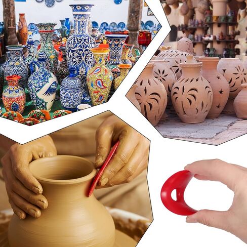 2 PCS Red Pottery Ribs, Soft Silicone Pottery Tools Shaping Tool, Ceramic Supplies for Shapes Sculpting, Mud, Trimming, Throwing in Saudi Arabia