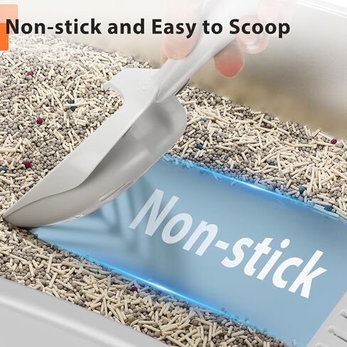صندوق فضلات القطط مغلق من الفولاذ المقاوم للصدأ، صندوق فضلات معدني كبير للغاية للقطط الكبيرة، ذو جوانب عالية، مضاد لتسرب البول، يتضمن حصيرة القطط ومغرفة معدنية (أزرق) in Kuwait