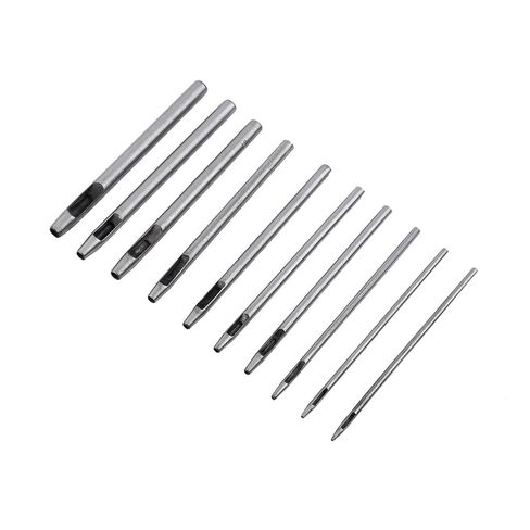 10pcs Punch Leather Tool, Hollow Puncher Hole Craft Set for Leathercraft Belt with 10 Sizes, Steel Material, Durable, Easy to Use, for Leather Craft, Clothing, Handbags, Canvas, in Saudi Arabia