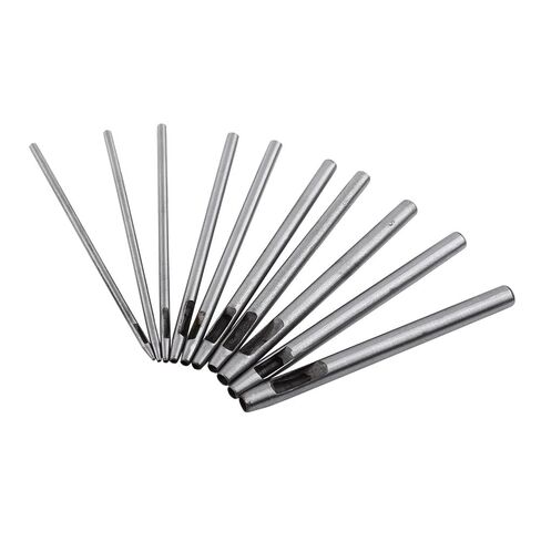 10pcs Punch Leather Tool, Hollow Puncher Hole Craft Set for Leathercraft Belt with 10 Sizes, Steel Material, Durable, Easy to Use, for Leather Craft, Clothing, Handbags, Canvas, in Saudi Arabia