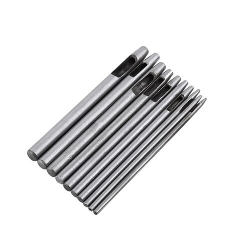 10pcs Punch Leather Tool, Hollow Puncher Hole Craft Set for Leathercraft Belt with 10 Sizes, Steel Material, Durable, Easy to Use, for Leather Craft, Clothing, Handbags, Canvas, in Saudi Arabia